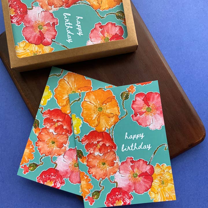 papierwinkel - Wholesale Birthday Card - Floral Happy Birthday Card | Floral Birthday Card Packs
7