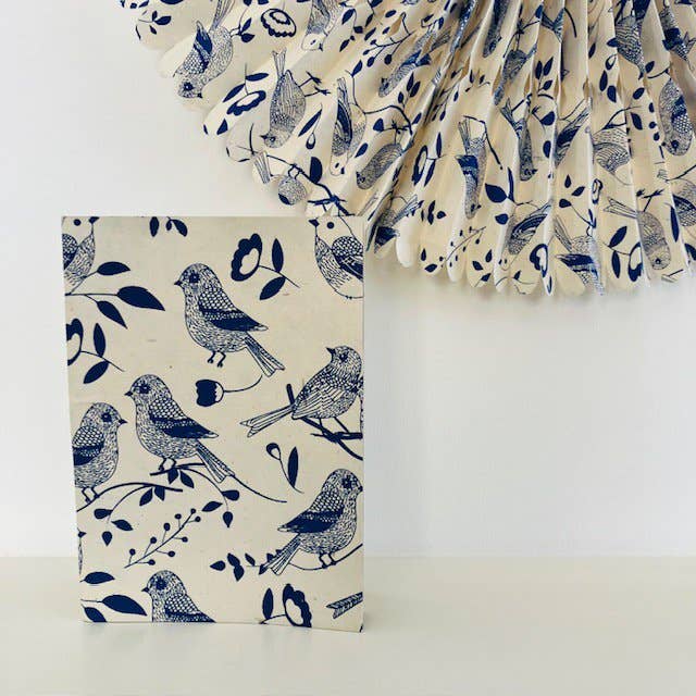 Luna-Leena  - handmade in Nepal - Wholesale Notebook - notebook A5 - dutch bird print - blue - handmade ecopaper1