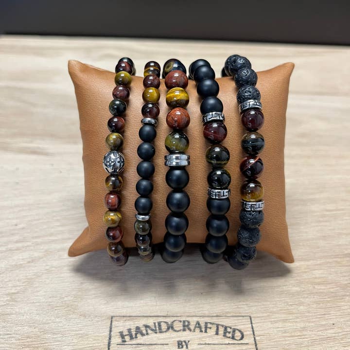 IKOBA - Wholesale Jewelry Set - SET OF 5 MEN'S BRACELETS WITH NATURAL STONES.3