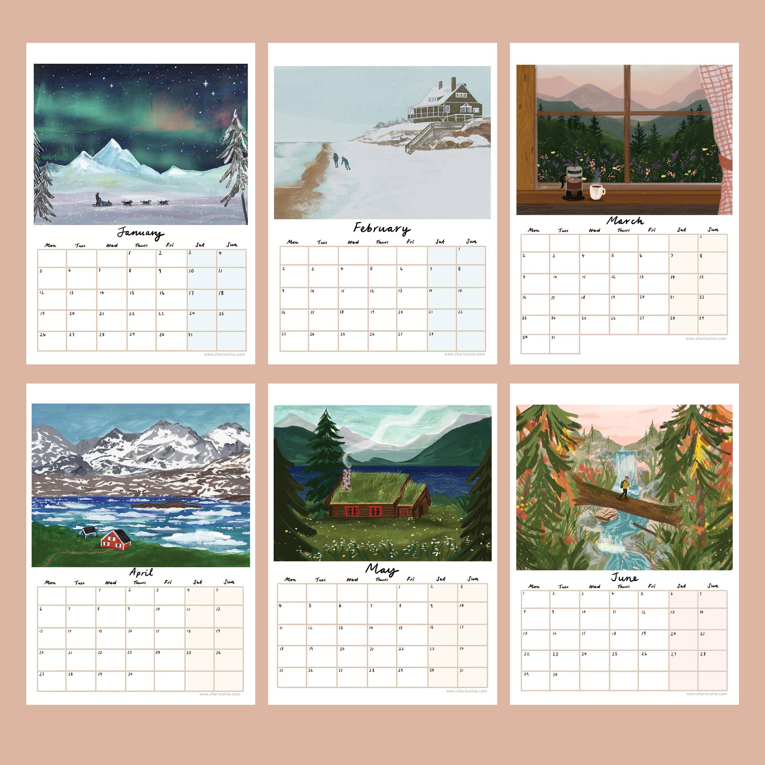 Charis Raine Illustration - Wholesale Calendar - 2026 Illustrated Landscapes Calendar A47
