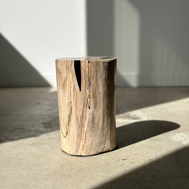 Office Objets - Wholesale Side Table - White petrified wood side table with black spots H:27.5 D:183