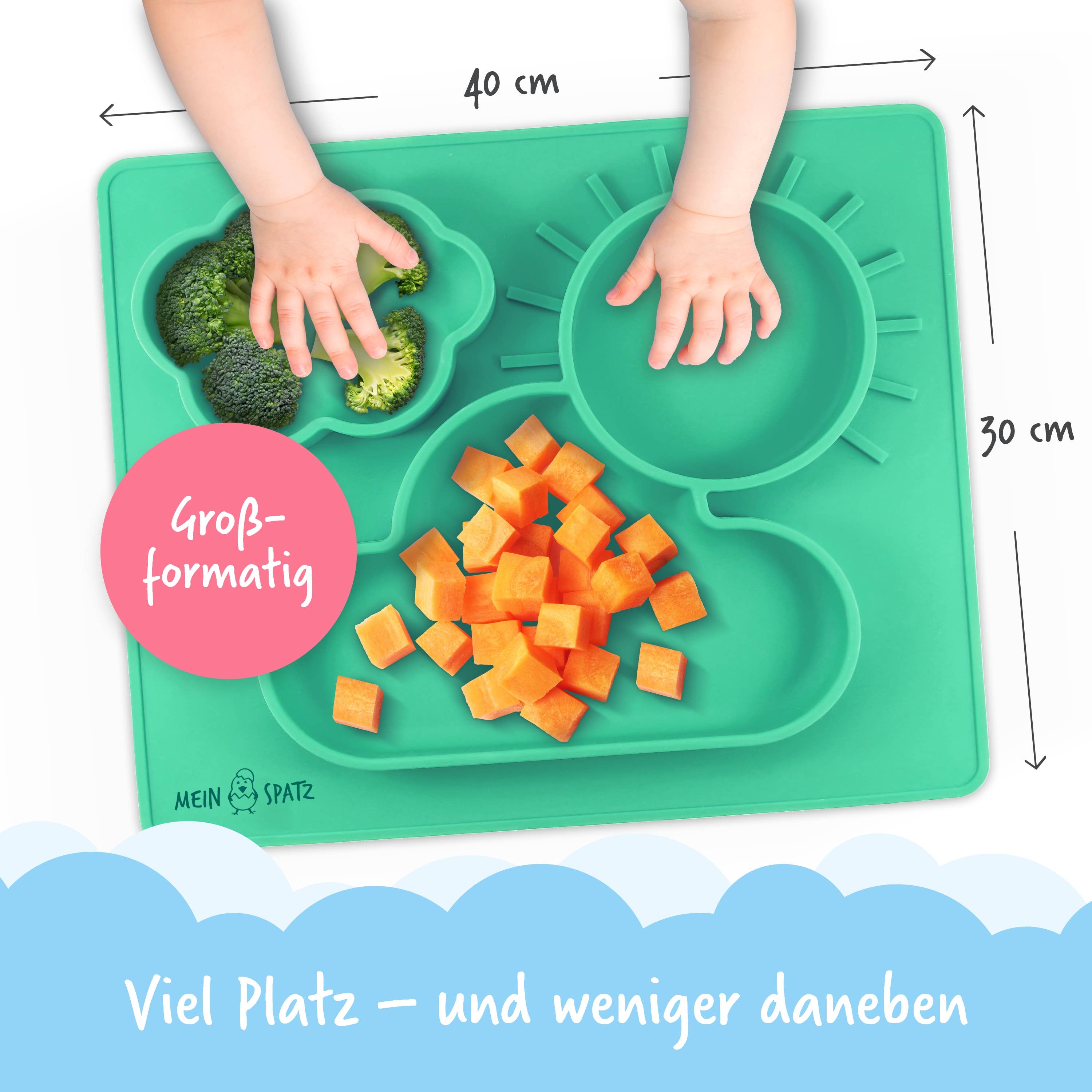Backefix - Wholesale Dinner Plate - Kids & Baby - Silicone children's plate 40x30cm, green4