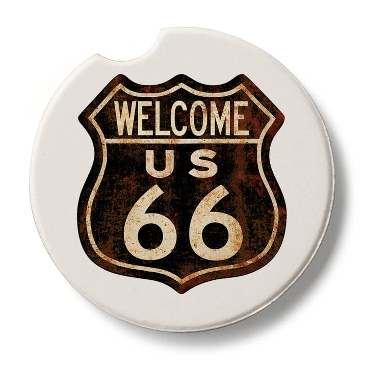 Posavasos de coche de 1 paquete - Route 66 - Rusty para venta al por mayor de CounterArt/Highland Home/Thirstystone/CoasterStone