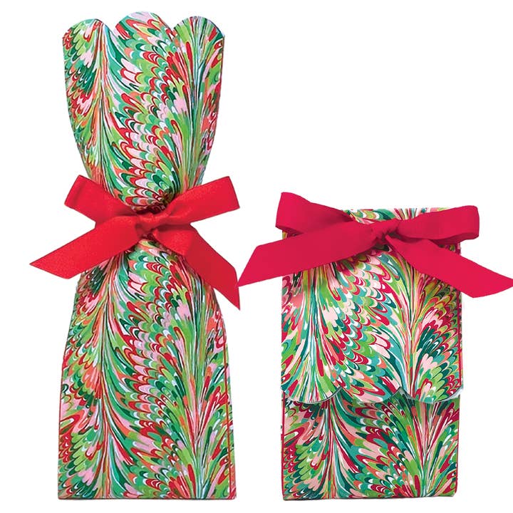Christmas Marble Wine + Gift Bag Kits | Set of 6 for wholesale by Lucy Grymes Designs