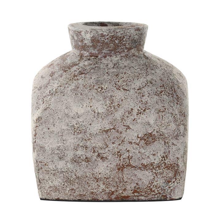 A-11125: BRUINE KERAMISCHE ANTIEKE STIJL GESTRUCTUREERDE VIERKANTE DECORATIE voor wholesale door Import Corner