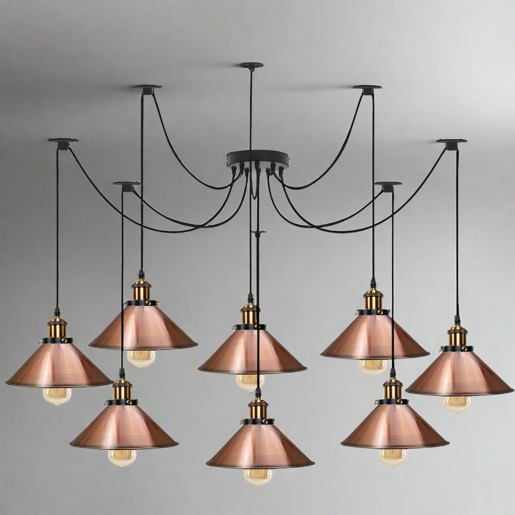 Ledsone – wholesale Chandelier/hanging light – 8-Way Spider Light Cone Shade Pendant Light~51366