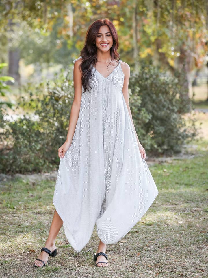 Sacred Threads - Wholesale Romper - Women's - Ethereal Striped Chic Romper