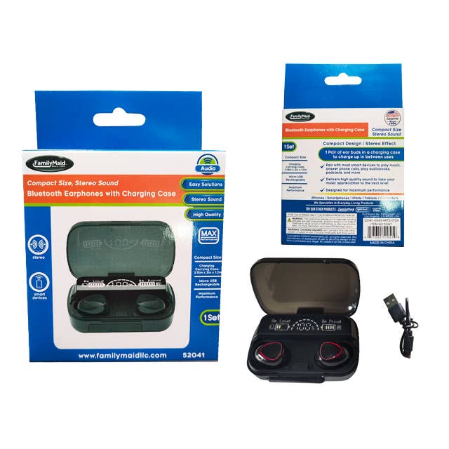 Bluetooth Ear Phones w/Charging Case for wholesale by Deluxe Import Trading