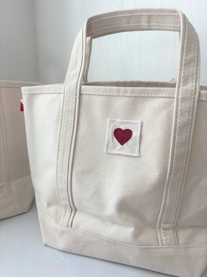 Red Heart Canvas Mini Boat Tote for wholesale by Seagate Studio