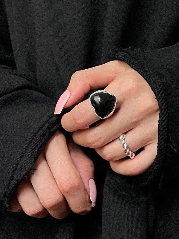 BLACK Adjustable Heart Shape Rings Accessories for wholesale on Faire2