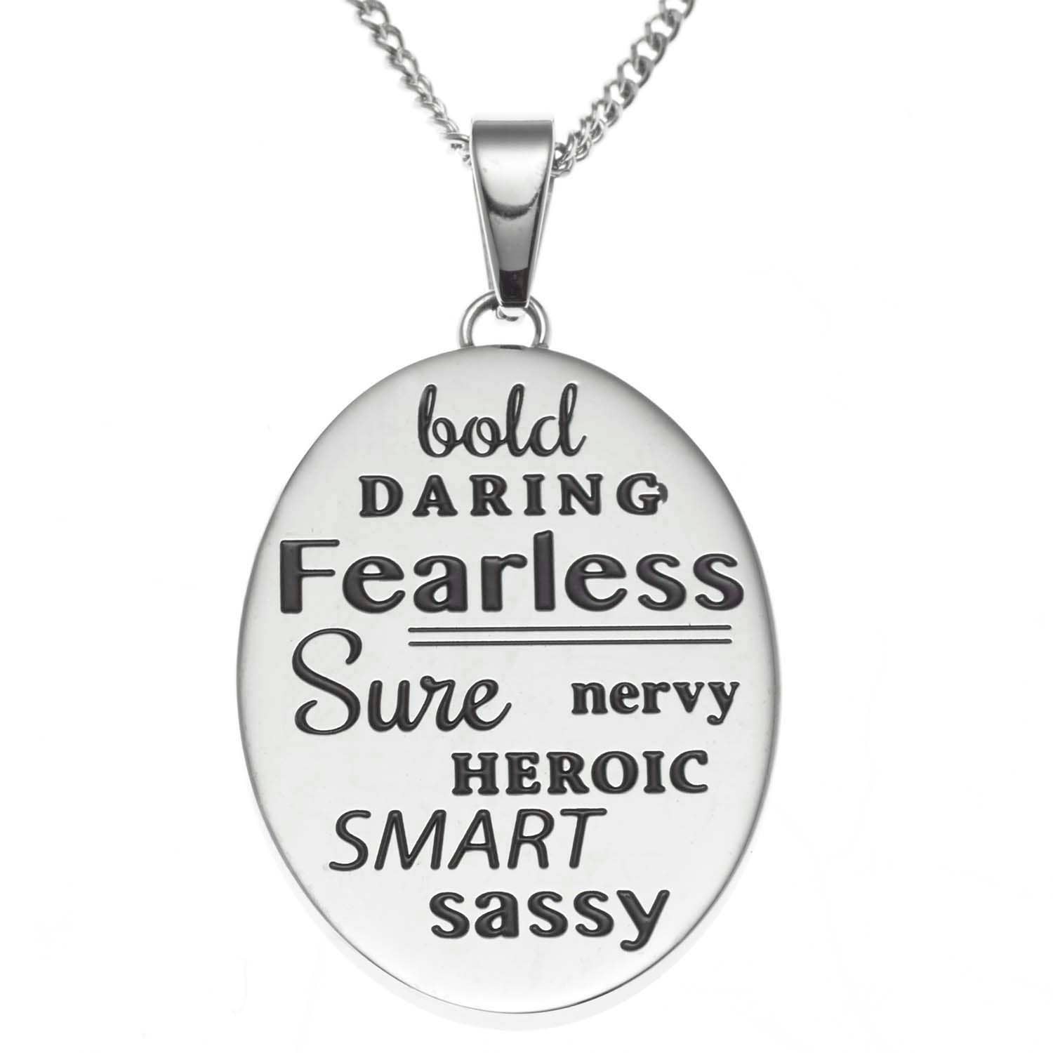 Purchased product: Fearless Inspirational Pendant Necklace Stainless Steel