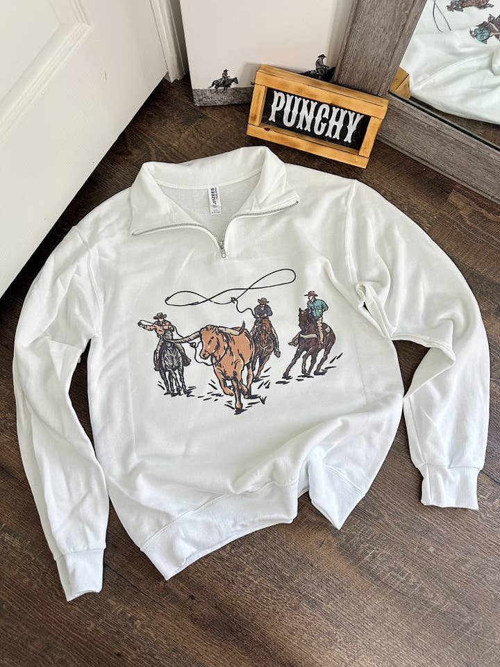 Wild Cowboys Quarter Zip for wholesale by Gunpowder and Glam Boutique