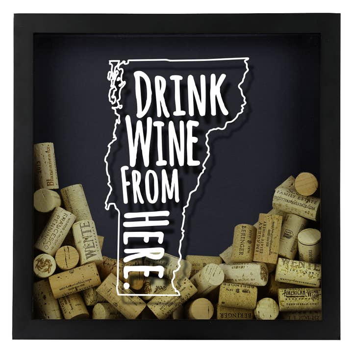 Torched Products - Wholesale Sign - Drink Wine From Here Beer Cap Shadow Box - Black35