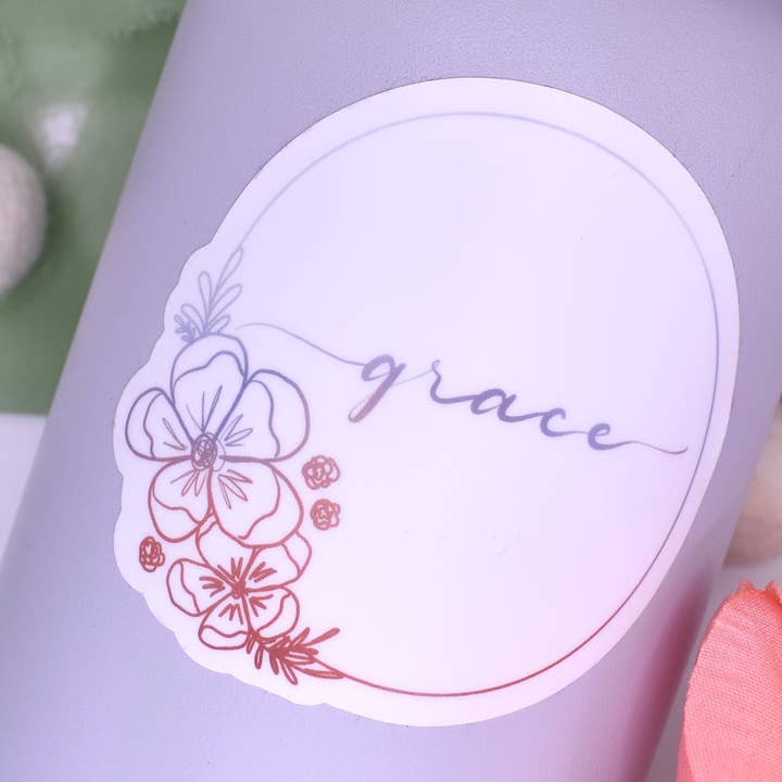 Autocollant Grace Wreath, 3 x 2,79 po pour la vente par Sammy Jean Artist
