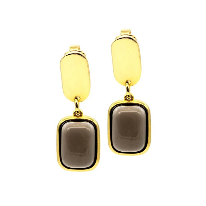 Carla Dieterich - Wholesale Clip-On Earrings - Rectangle Gemstone Clip Earring