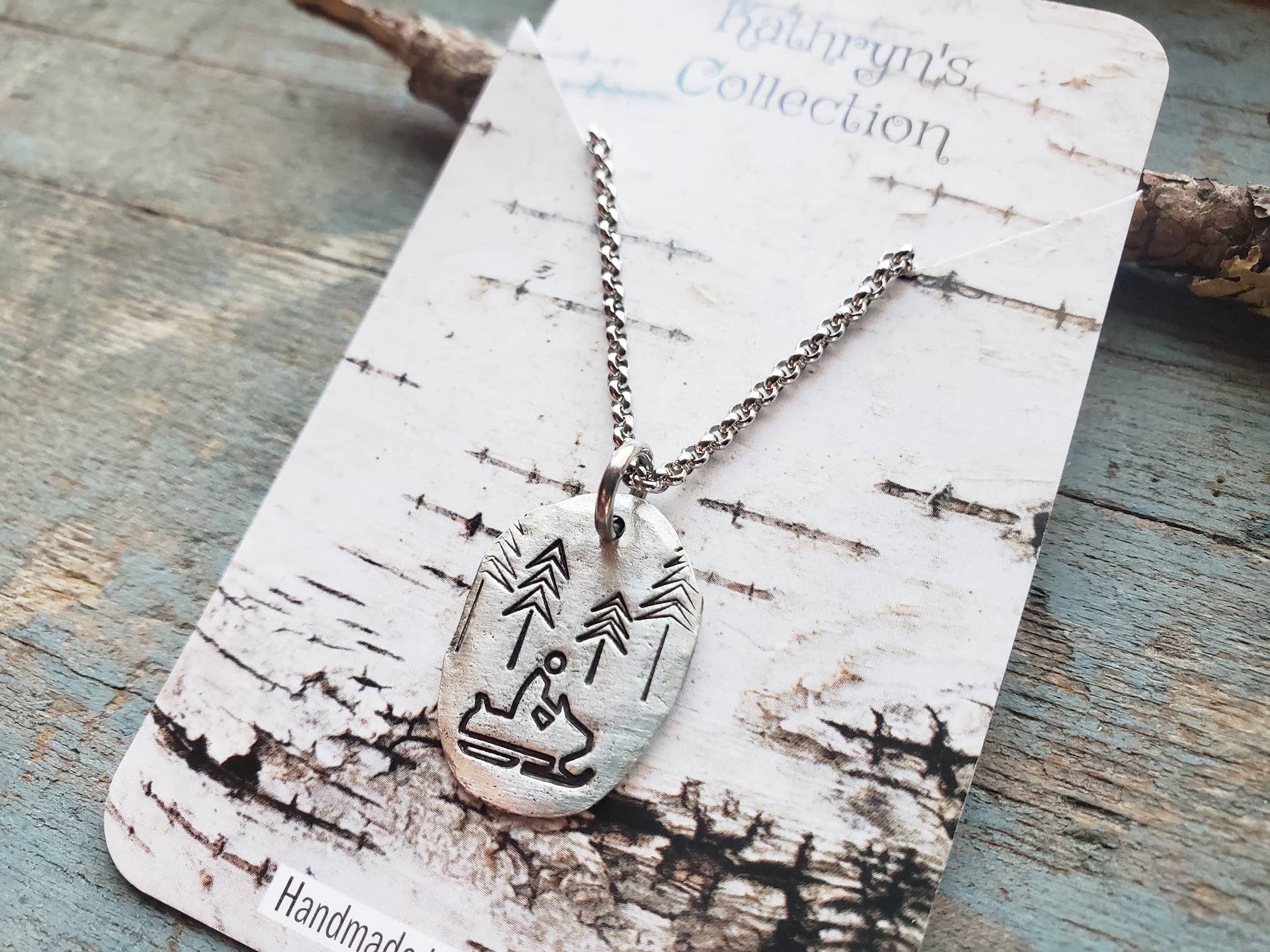 Kathryn's Collection - Vente Colliers à pendentif - Collier Motoneige, Fait Main avec Estampage6