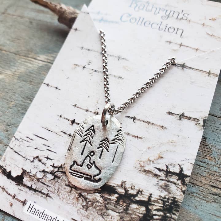 Kathryn's Collection - Vente Colliers à pendentif - Collier Motoneige, Fait Main avec Estampage6
