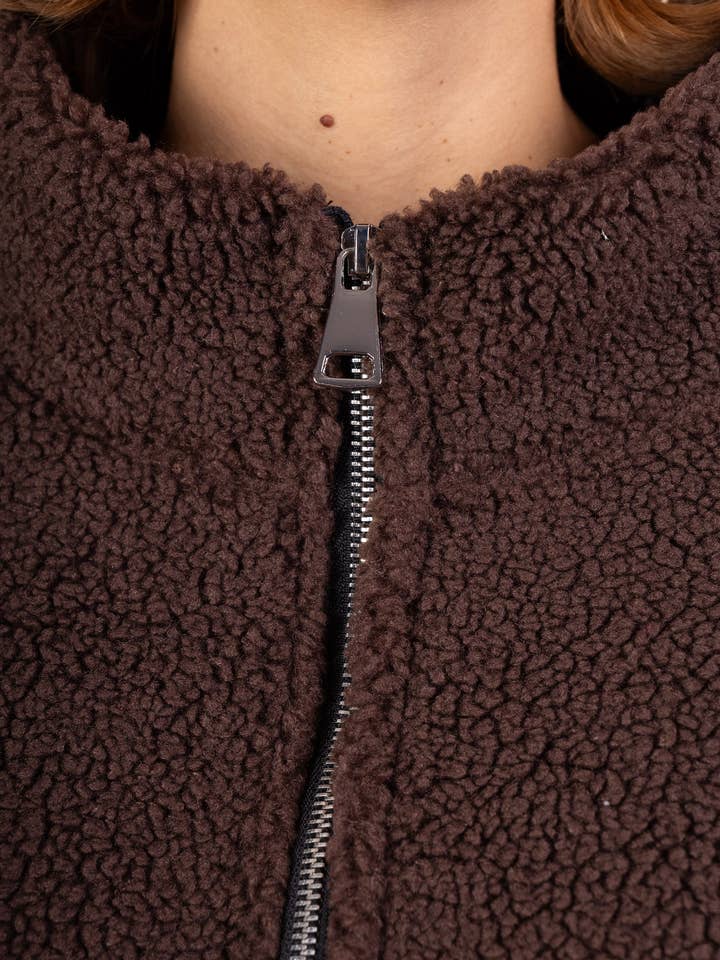 Pépouz' Paris - Wholesale Fleece - Women's - Fleece jacket with zipper closure and patch PV25609