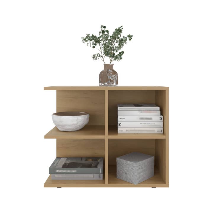 Natural Oak Royal Console Sideboard Cart With Two Doors And Open Shelves, Multipurpose Storage Unit for wholesale on Faire1