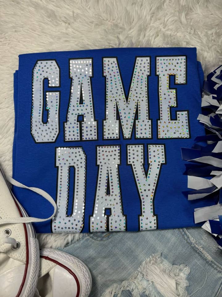 Game Day White Black Spangle for wholesale by MidWest Tees