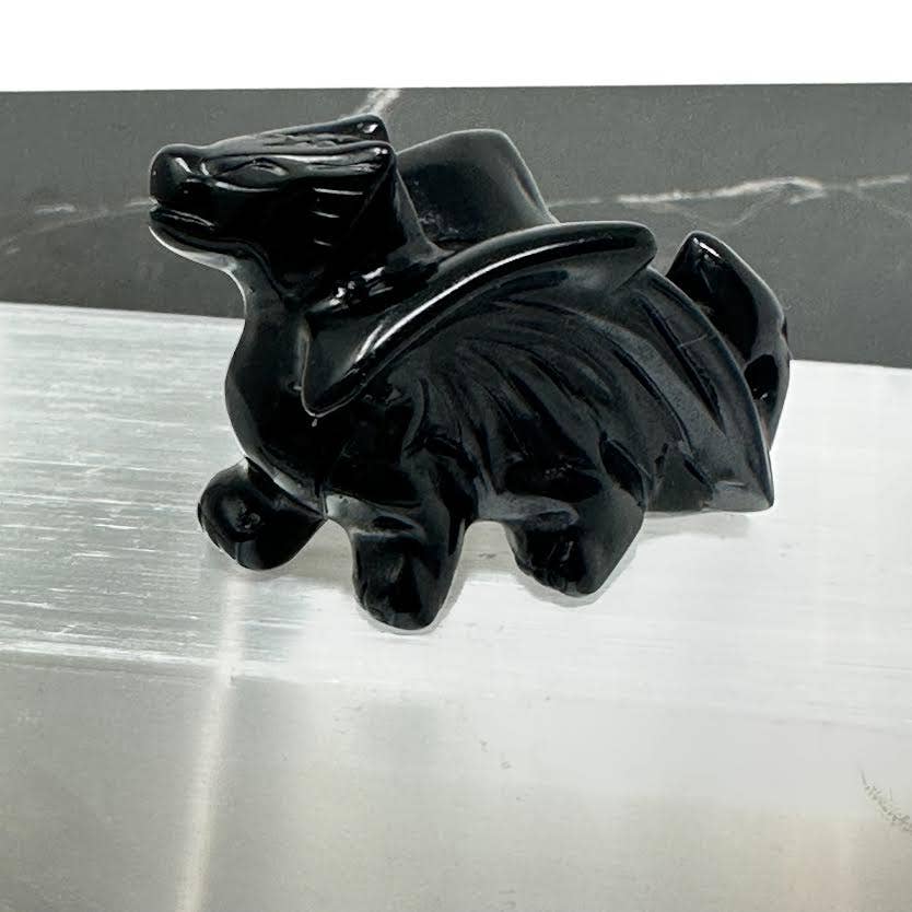 The Crystal Tabby - Wholesale Decorative Figurine - Small Obsidian Dragon - 1 piece 1