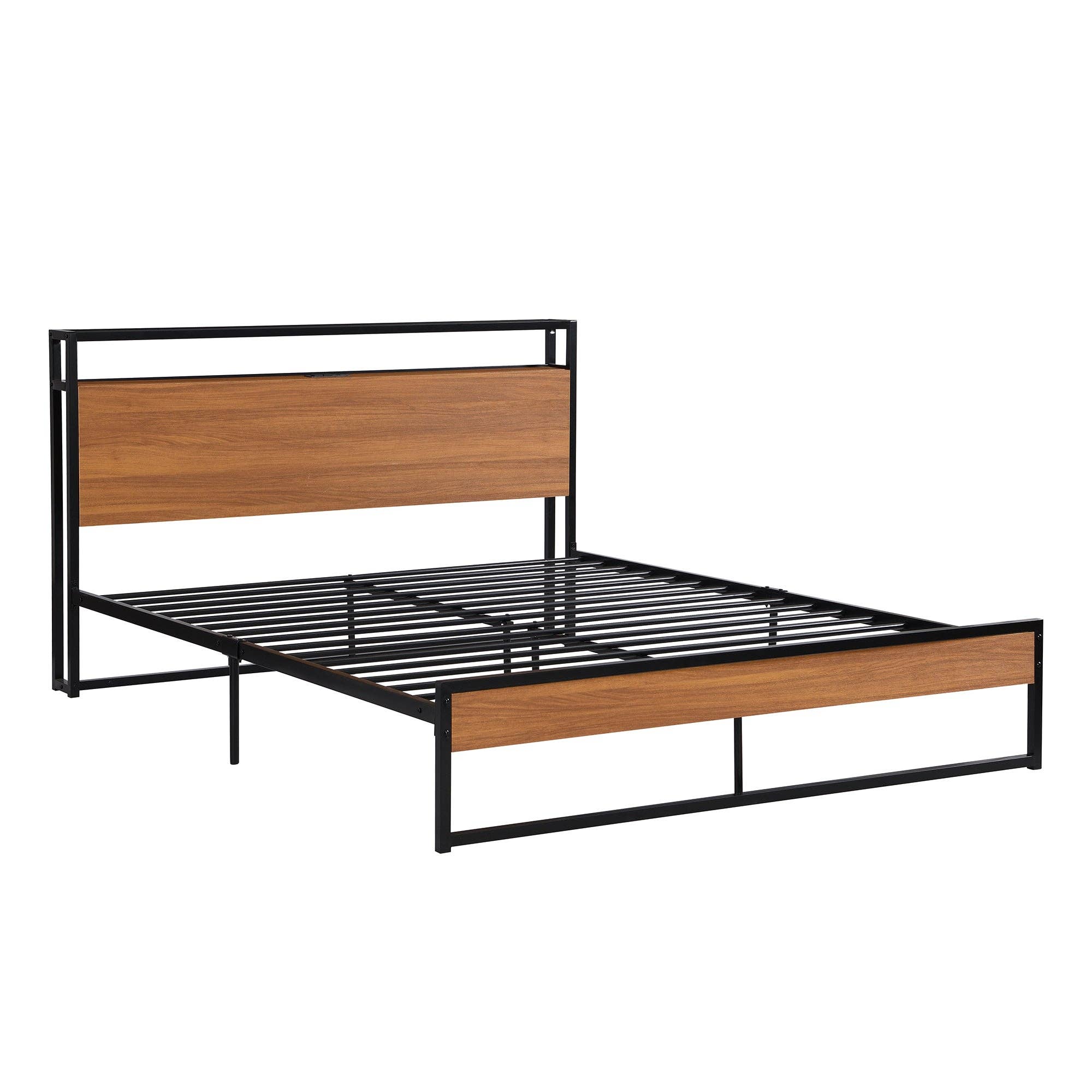 VTNG50 - Wholesale Bedroom Furniture - Queen Size Metal Platform Bed Frame with Sockets, USB Ports11