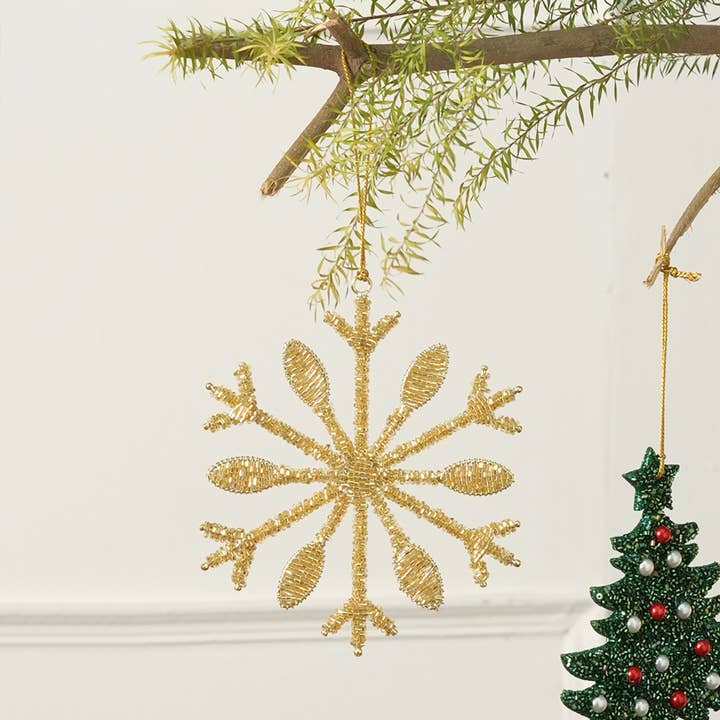 ExpoBazaar - Wholesale Ornament - Christmas Snowflake | Golden Luster Hanging Ornament | 6"