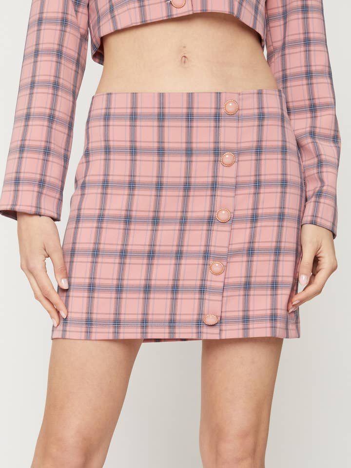 KARIERTER MINIROCK MIT KNÖPFEN für den Großhandel von Sans Souci