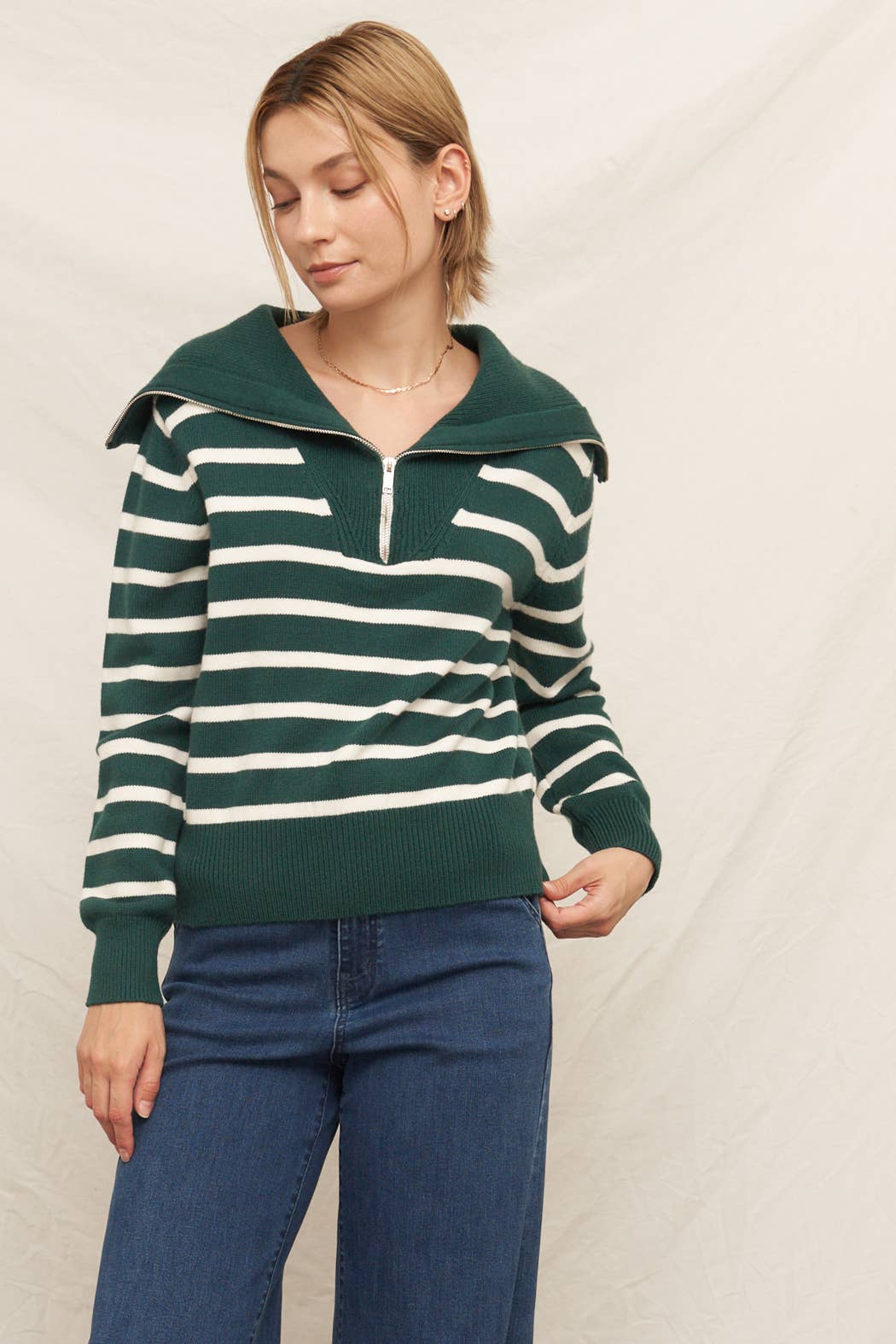 En Crème - Vente Pull en maille – femme - Pull rayé à col marin10