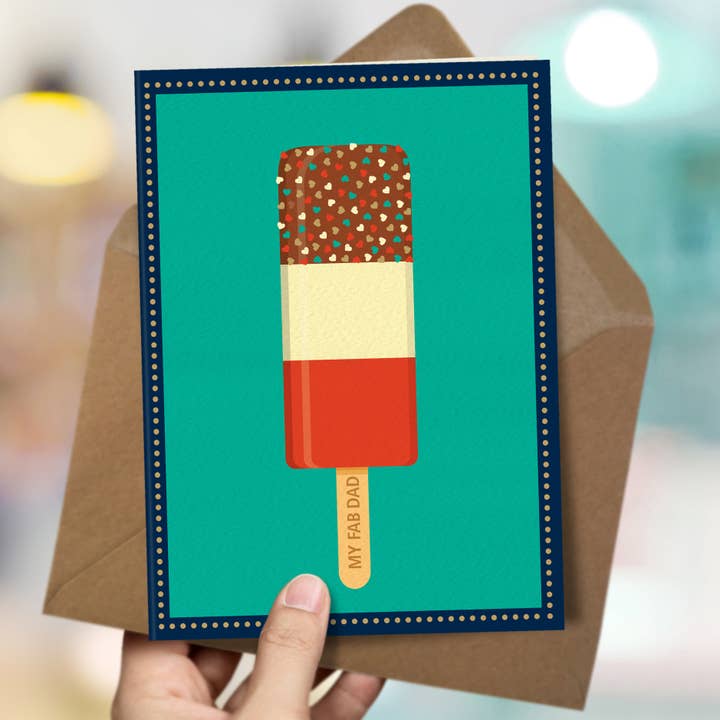 Biglietto colorato «My Fab Dad» per la festa del papà per la vendita all'ingrosso da parte di The Typecast Gallery