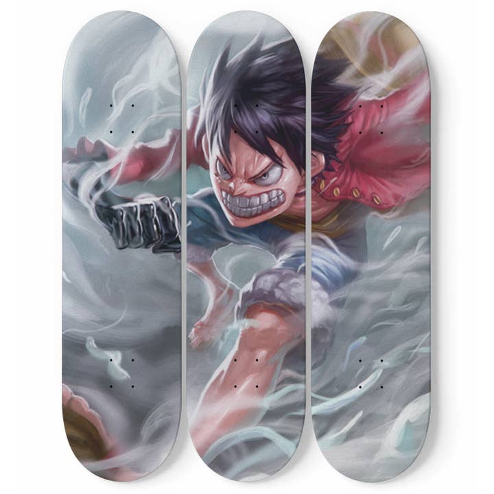 One Piece Anime V7 - 3 piece Skateboard Wall Art for wholesale by SkateboardArtsy