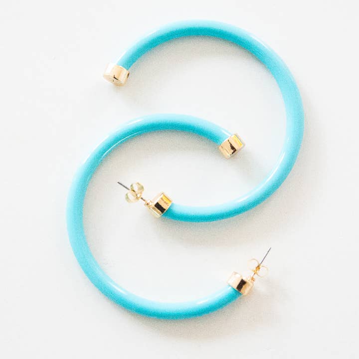 Pendientes de Aro Grandes y Ligeros - Turquesa para venta al por mayor de Hoo Hoops