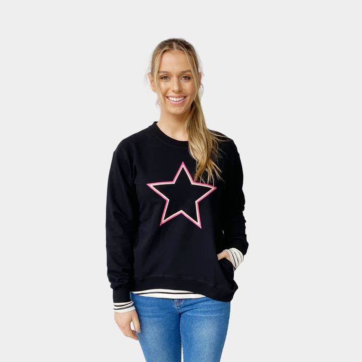 Pullover Pink White Star Sweater for wholesale by Amyic