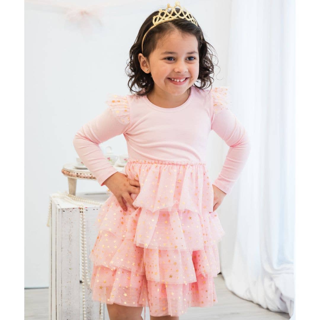 Sweet Wink - Wholesale Dress - Kids - Pink Princess Tiered Long Sleeve Tutu Dress - Girls Clothes5