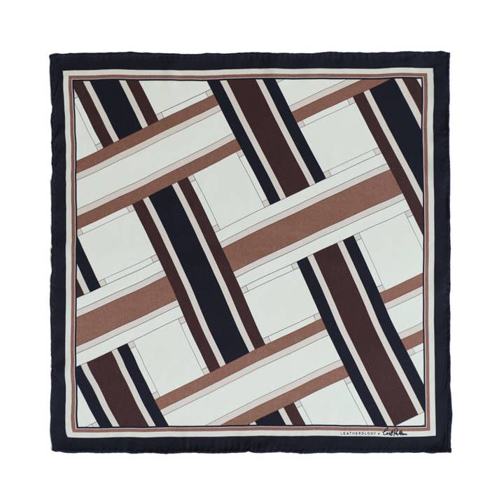 Neutral Lost Pattern x Leatherology Silk Pocket Square for wholesale on Faire