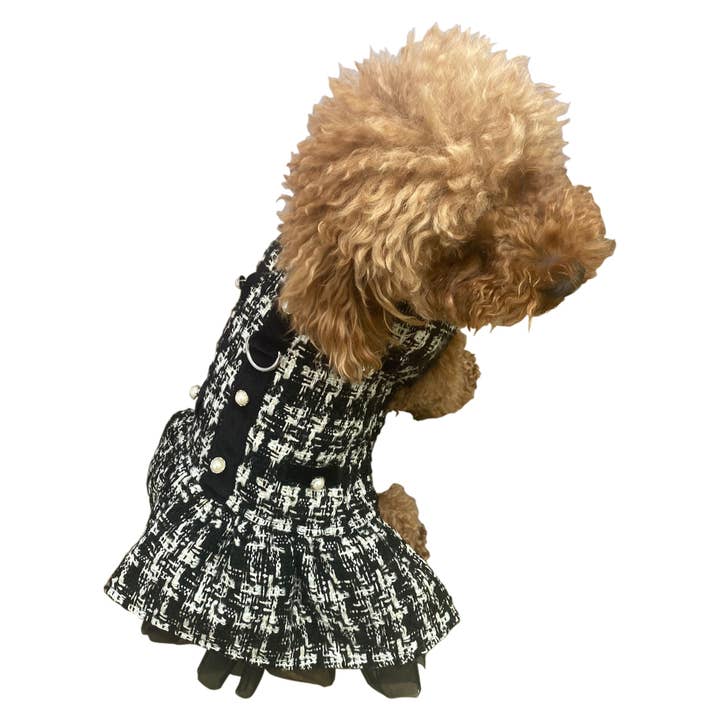 The Dog Squad – wholesale Pet dress – Dog – Chanel Dress, Black Plaid