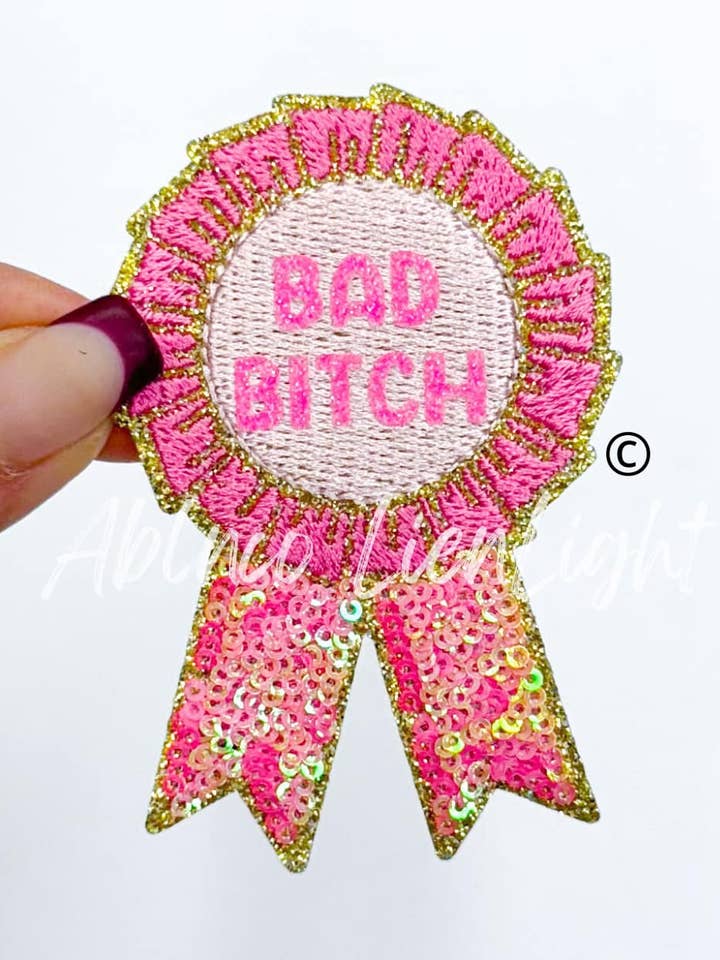 bad bitch ribbon trucker hat embroidery iron on patch for wholesale by ABLNco