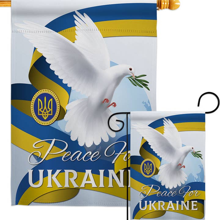 Two Group Flag Co - Vendita all'ingrosso Bandiere - Bandiera Peace for Ukraine Cause Garden House Decorazioni per la casa su 2 lati3