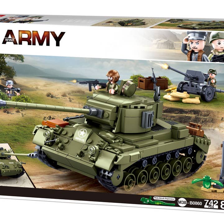 WWII Pershing M26 US Battle Tank - 742 Pcs - M38-B0860 for wholesale by Sluban North America