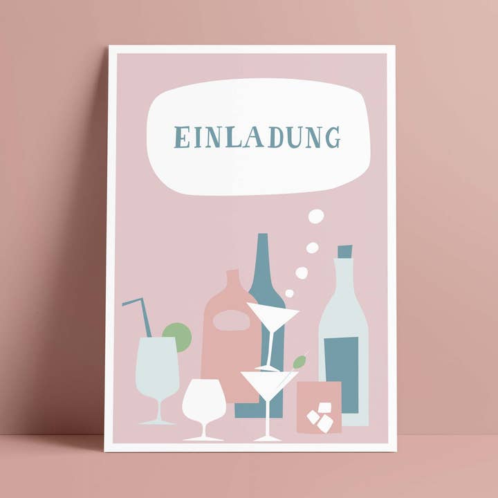 Carte postale // Cocktails »Invitation« pour la vente par Designfräulein