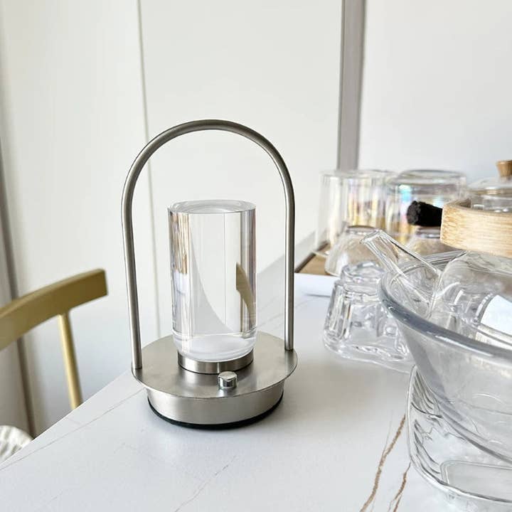 Kiyo Home - Wholesale Accent/Desk Lamp - Portable Crystal Lamp | USB-Rechargeable | Iron + Acrylic1