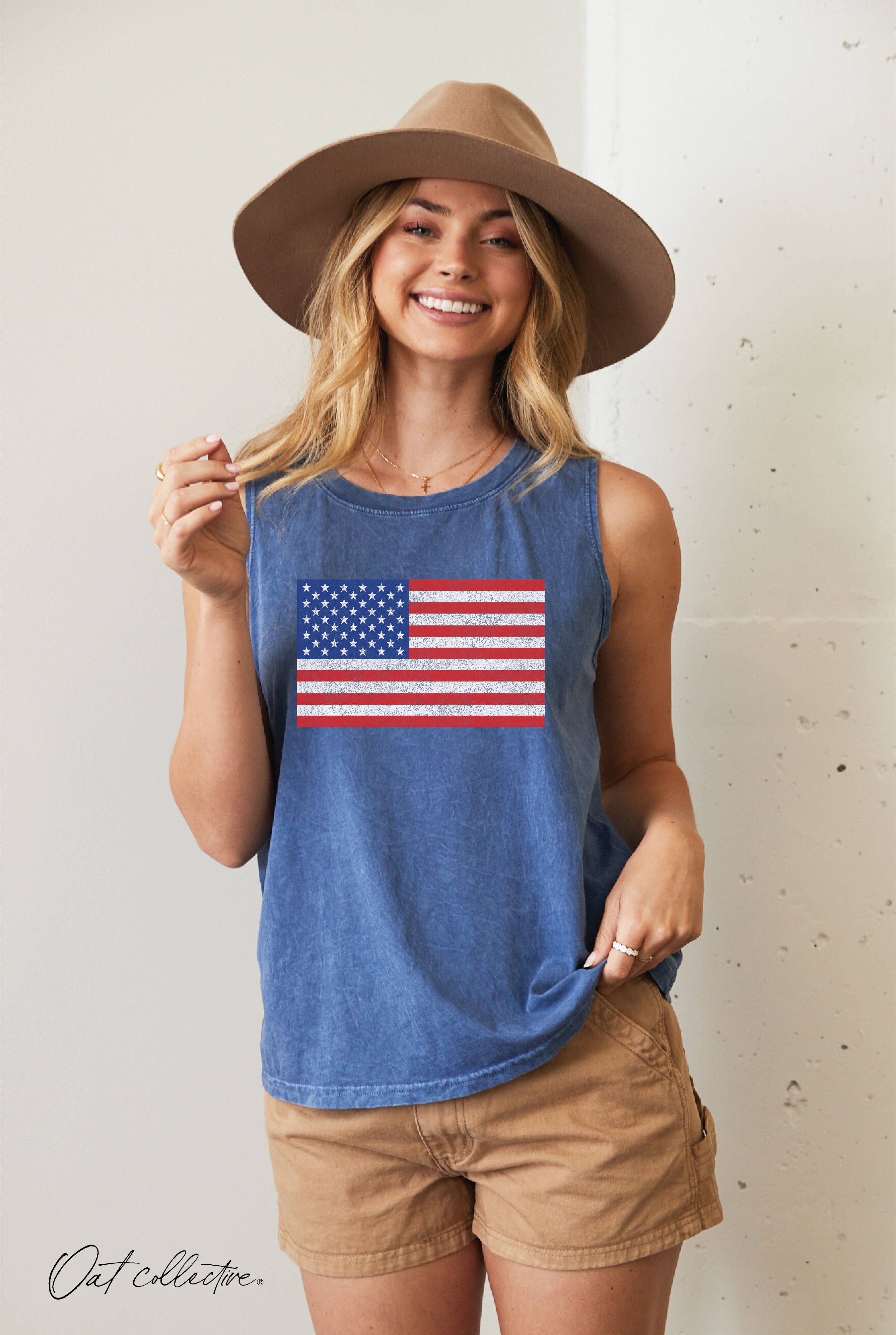 OAT COLLECTIVE - Wholesale Tanktop - Dames - USA FLAG Mineral Graphic tanktop 1