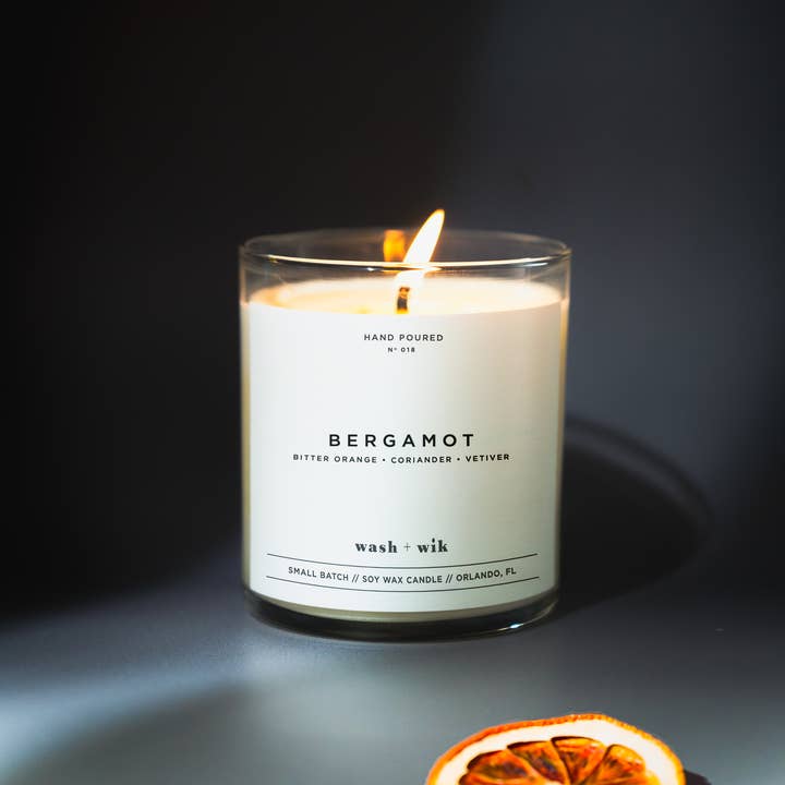 Wash and Wik - Wholesale Jar/Filled Candle - Bergamot Soy Wax Candle - 1 Wick0