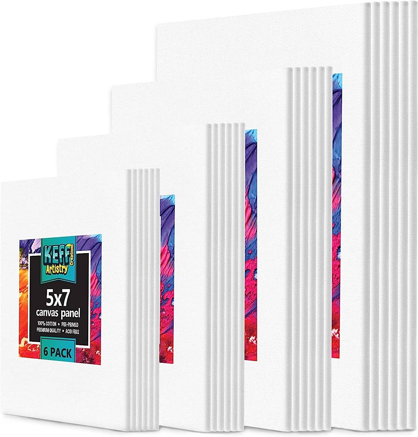 24 Pack Canvases for Painting - 5x7, 8x10, 9x12, 11x14 for wholesale by Keff Creations