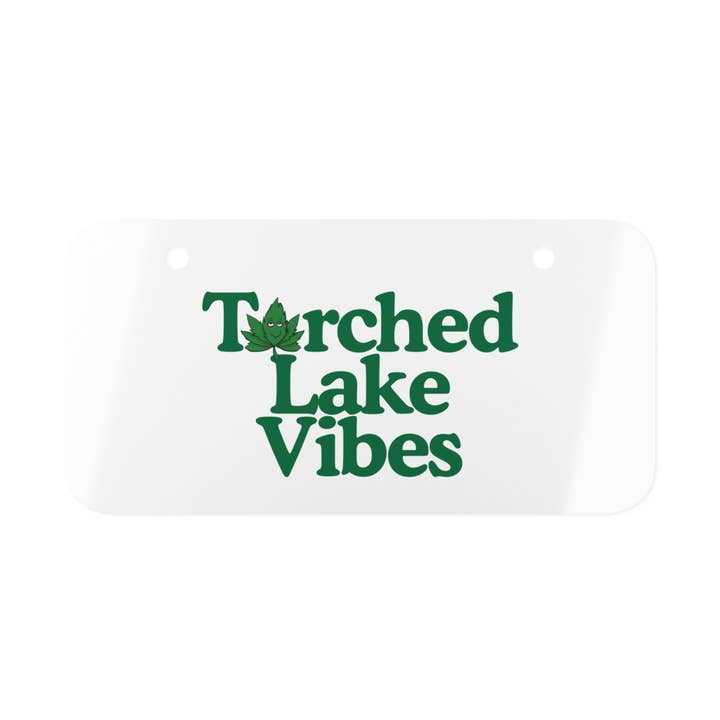 Torched Lake Vibes Mini Metal License Plate – Torch Lake & Cannabis-Inspired Michigan Sign, Lake Life Decor for wholesale by Up North Attitude