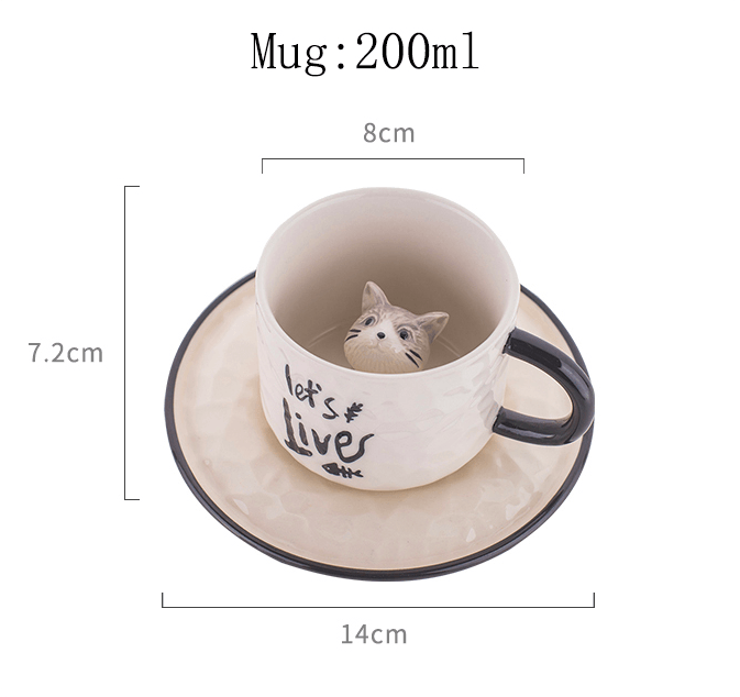 Homerely (We Cover All Import Duties) - Wholesale Coffee Mug - Cat Ceramic Mug with Saucer5