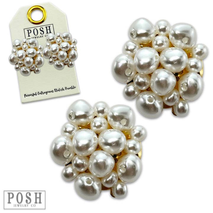 Gold Pearl cluster post earring for wholesale on Faire3