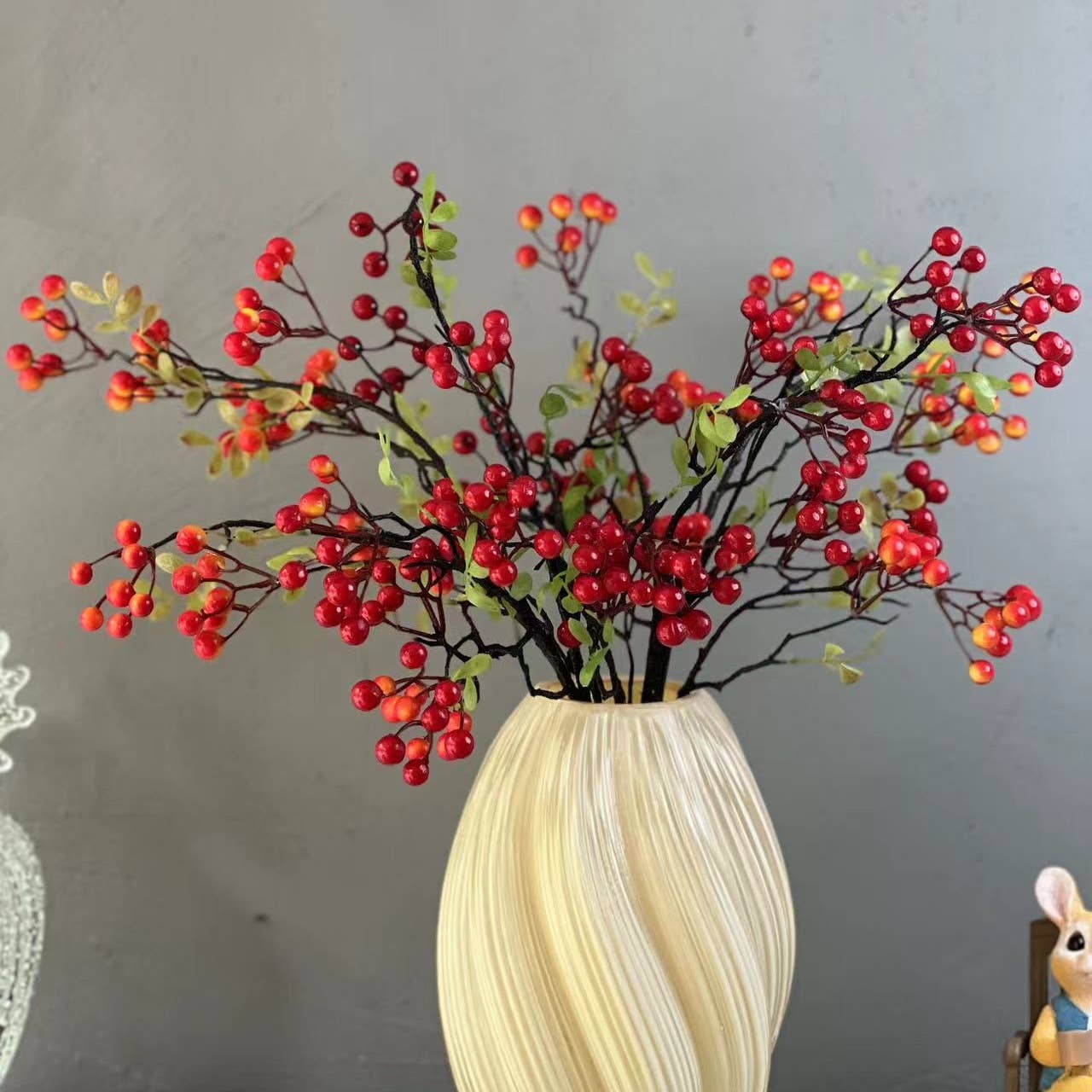 ACNITE(We cover U.S. import duties) – Engroshandel Kunstige blomster – Røde bær kunstige frugter efterårs juledekoration til hjemmet5