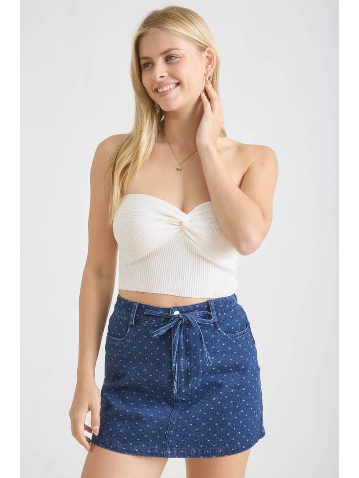 The Workshop Studio - Wholesale Knit Top - Women's - STRAPLESS TWIST FRONT KNIT CROP TOP (PRE-ORDER)9