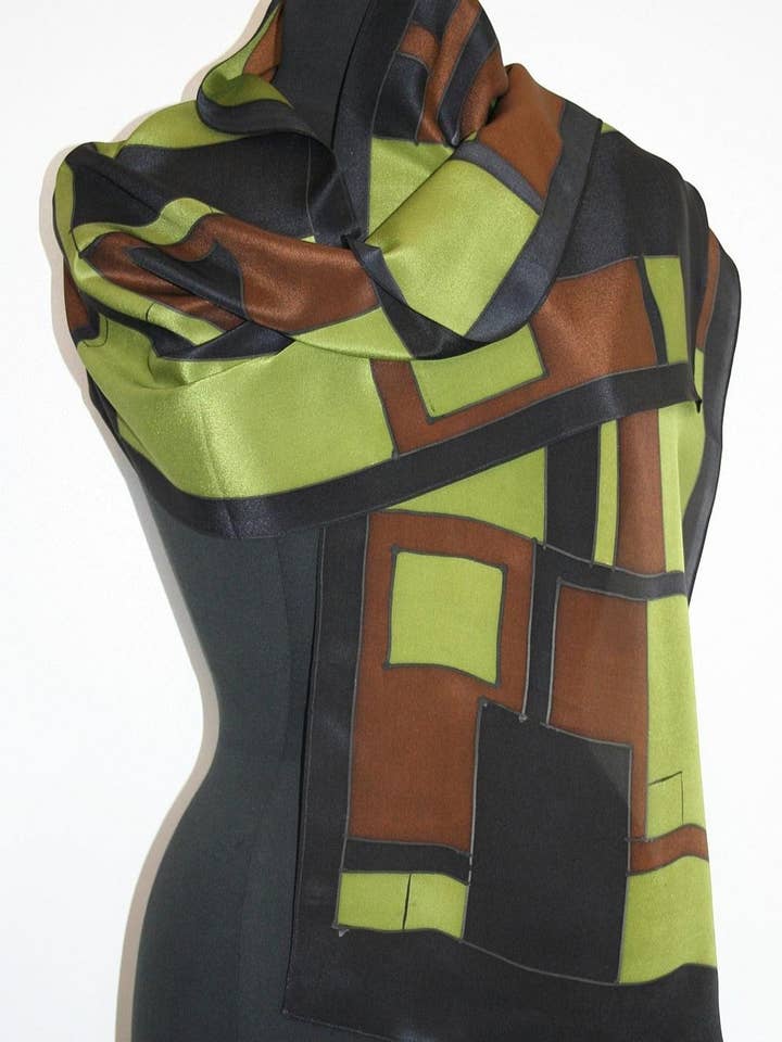 Handbemalter geometrischer Schal - Sattel für den Großhandel von Kavita